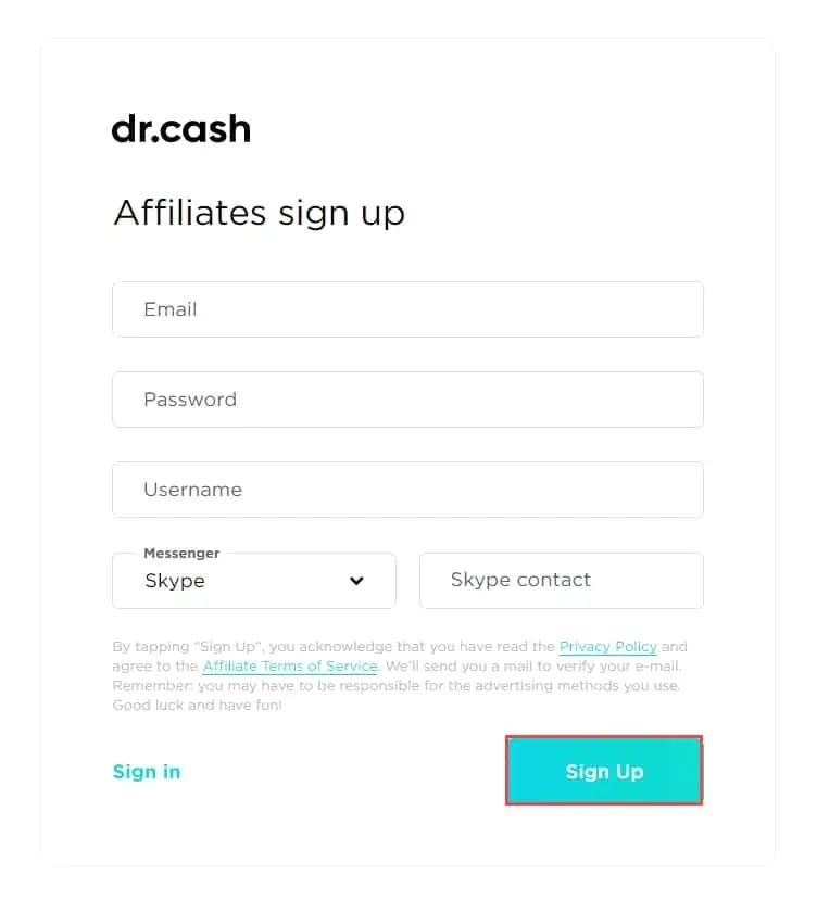 Dr. Cash Signup Process