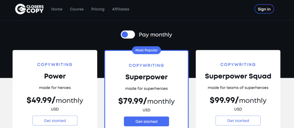 Closerscopy Pricing 