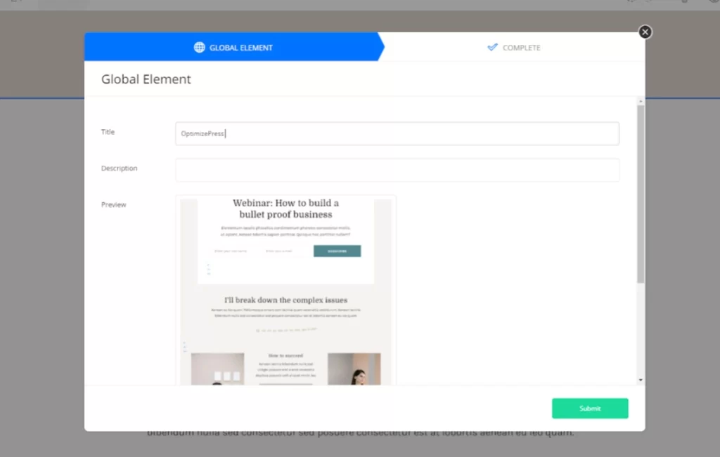 OptimizePress Global-Elements