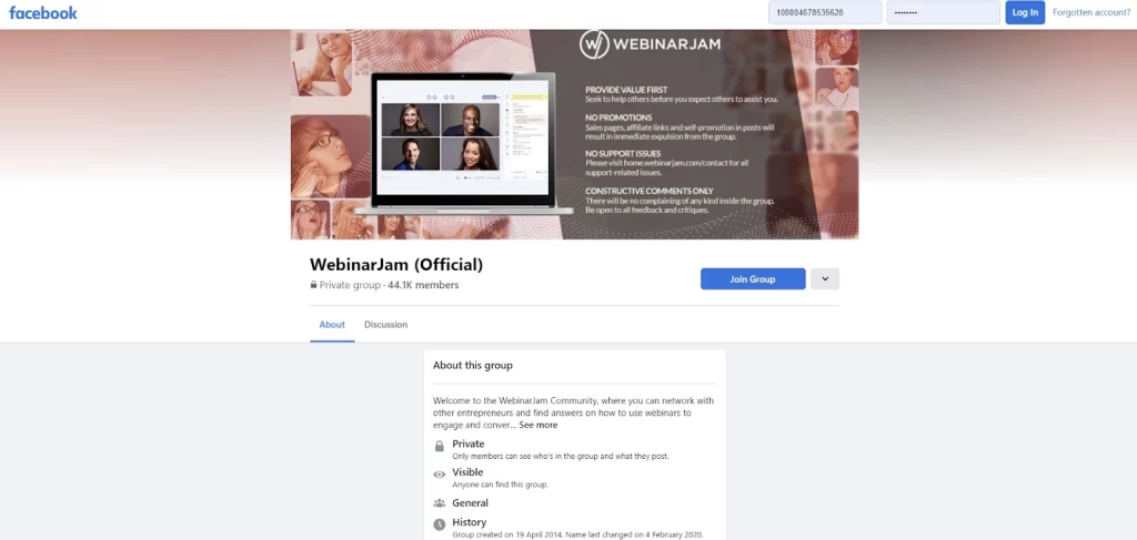 WebinarJam Facebook Community