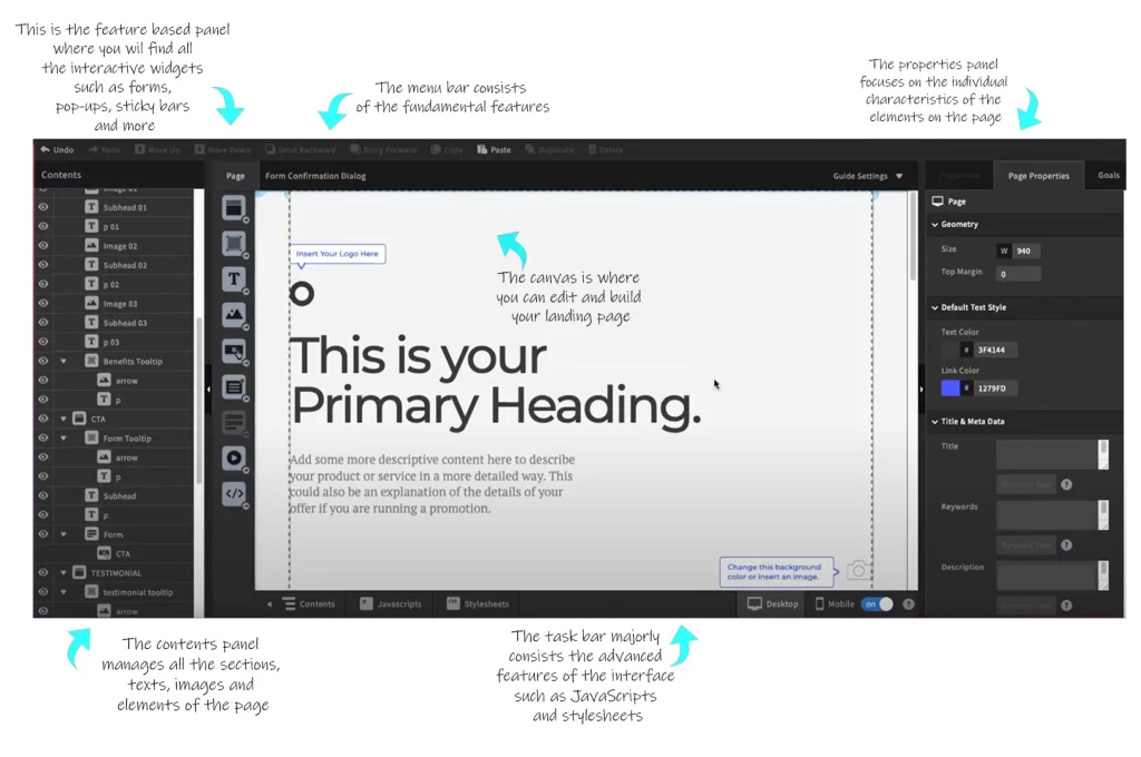 Unbounce interface