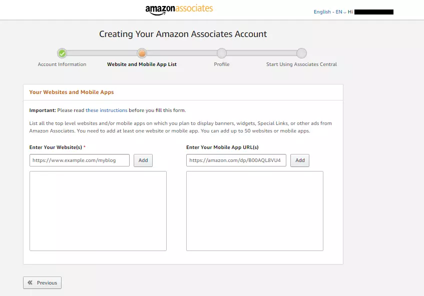 Create account