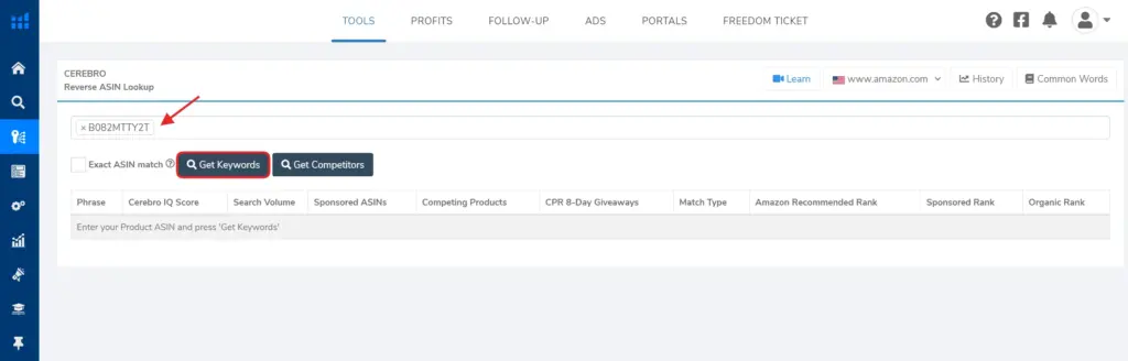 Cerebro Keyword research tool