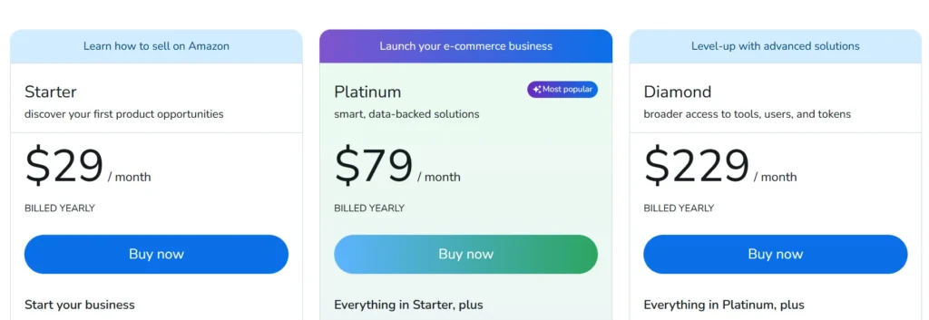 Helium 10 Pricing Plans 