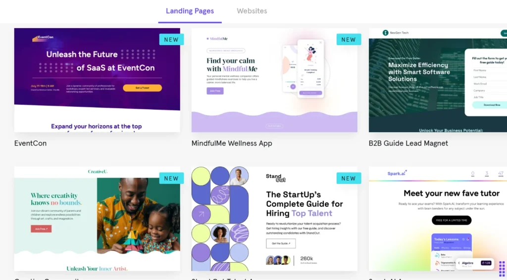Leadpages landing page features