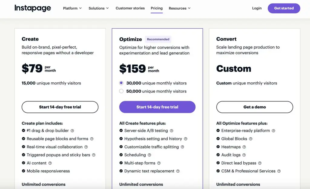 InstaPage Pricing Plans