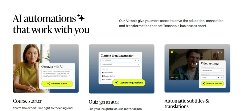 Teachable key Features 