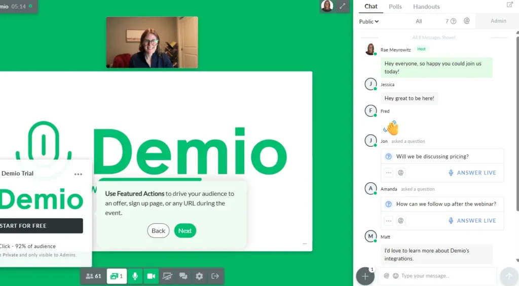 Demio live chat 
