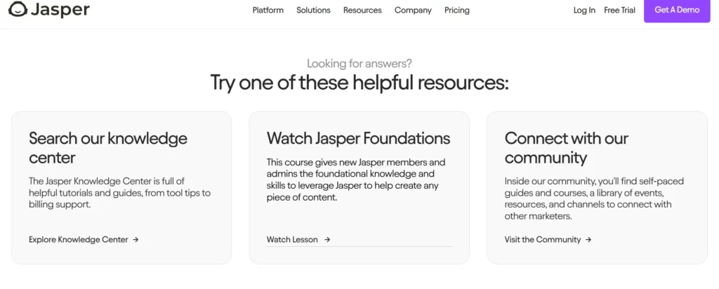 Jasper AI Customer support 