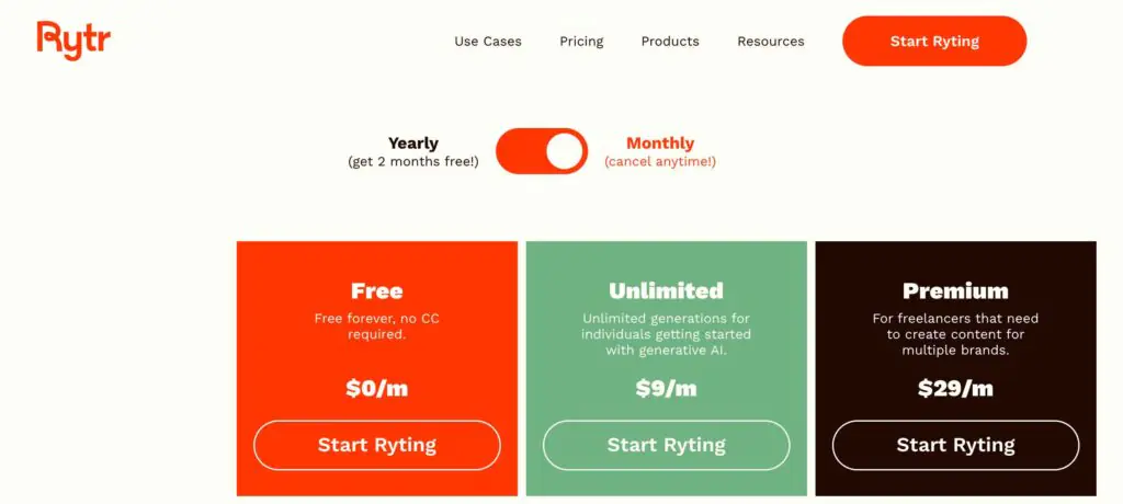 Rytr Pricing Plans