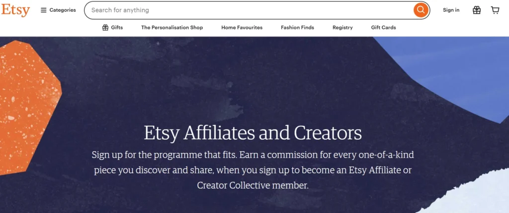 Etsy Affiliate Program 