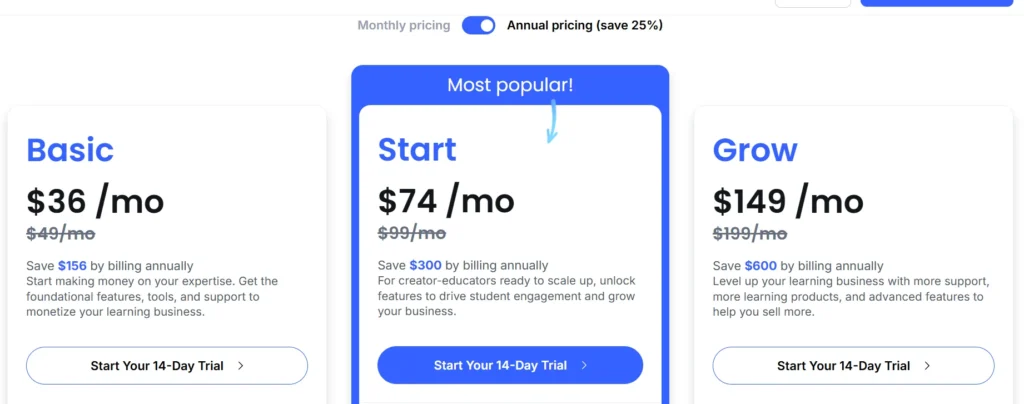 Thinkific Review Pricing 