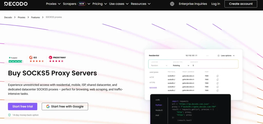 Decodo Socks5 proxies 