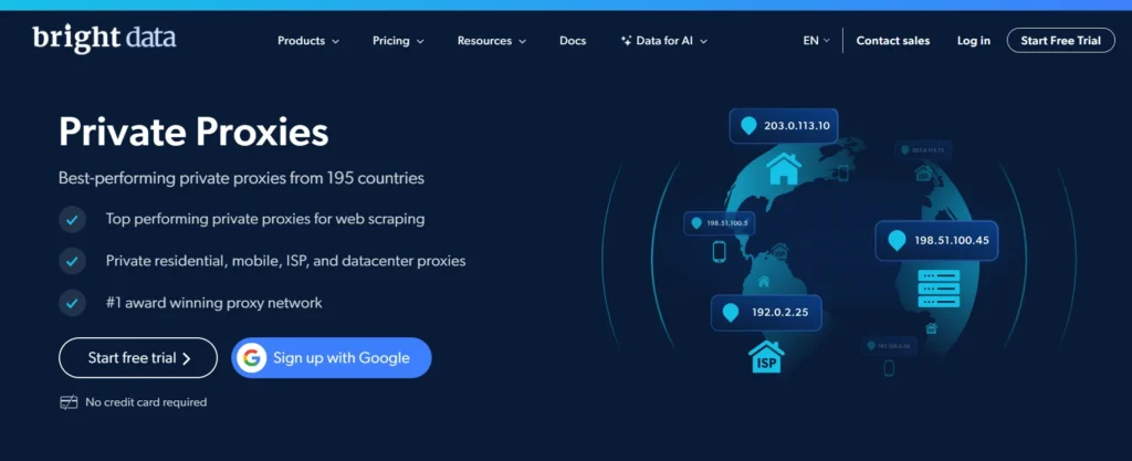 Bright Data Private Proxy services 