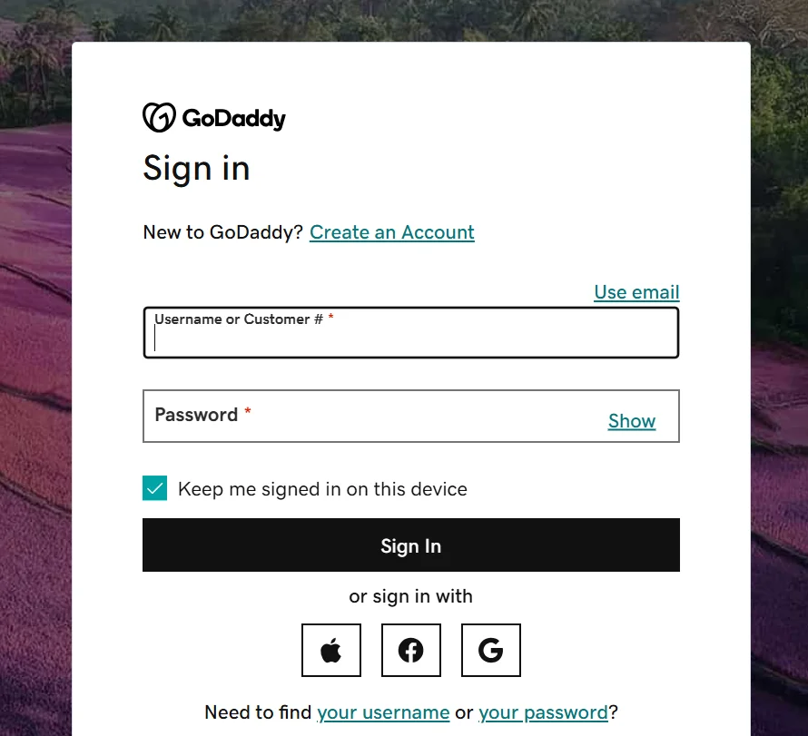 Godaddy signin 