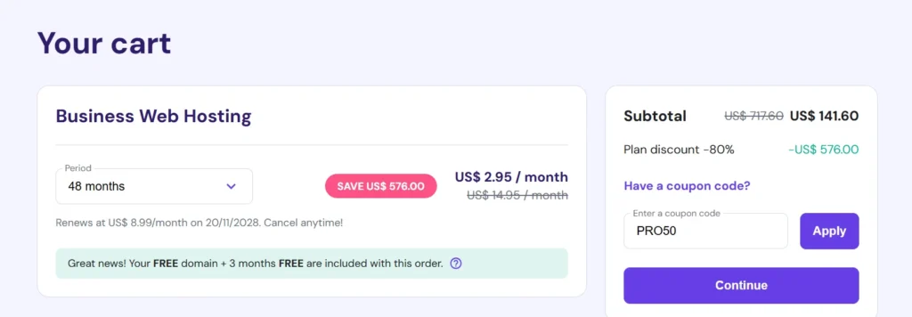 Hostinger coupon code