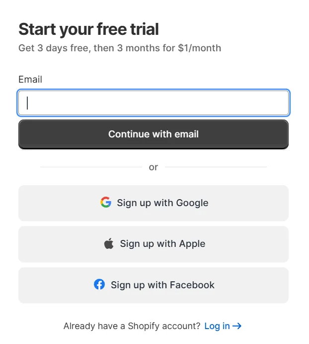 Shopify Free Trial 