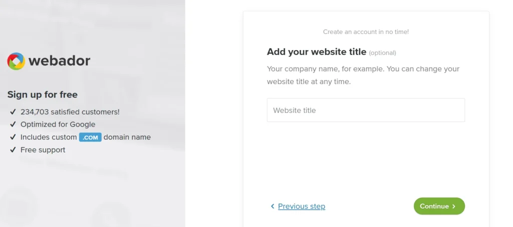 webador signup