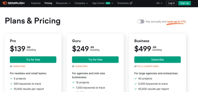 Semrush Coupon Code 2025: Free Pro/Guru Trial for Free Worth $390 + 17% Off Annual Plans 🔥