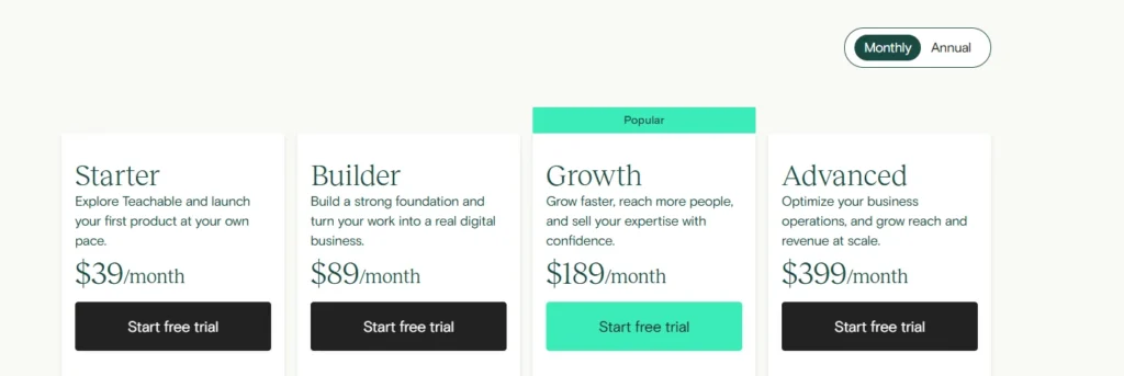 Teachable Pricing & Plans 
