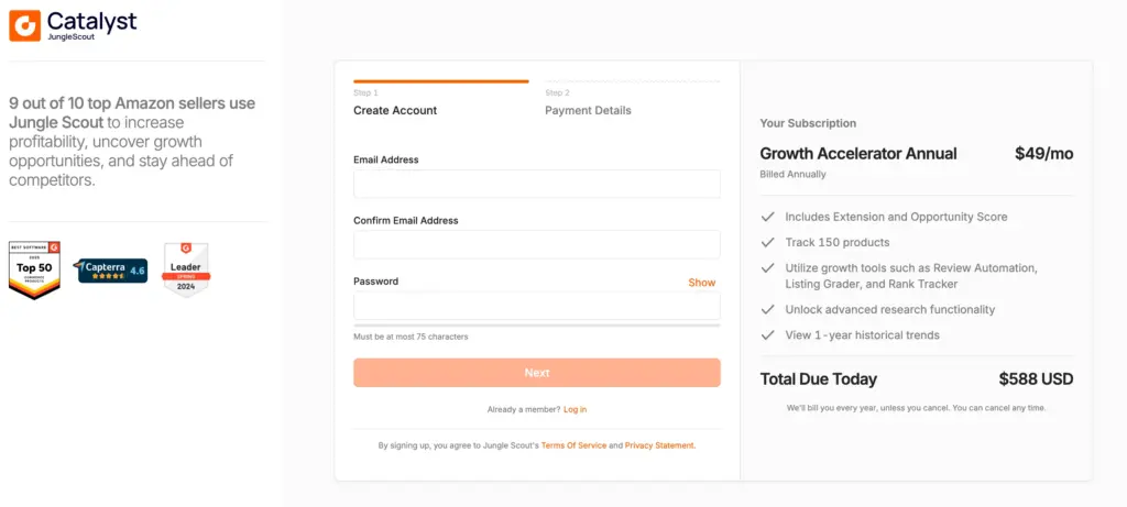 Create Account With Jungle Scout