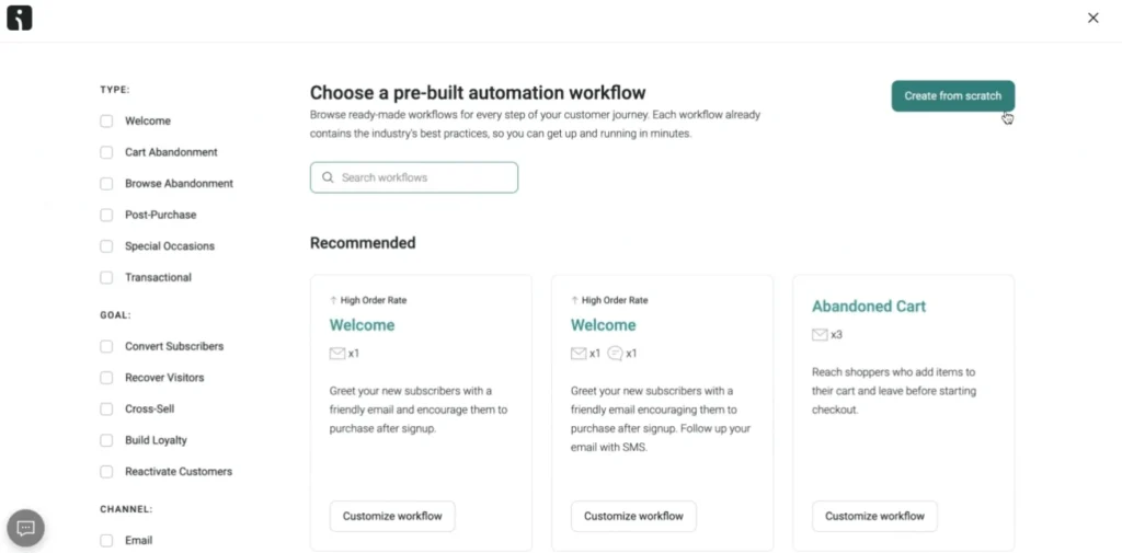 Omnisend Automation workflow 