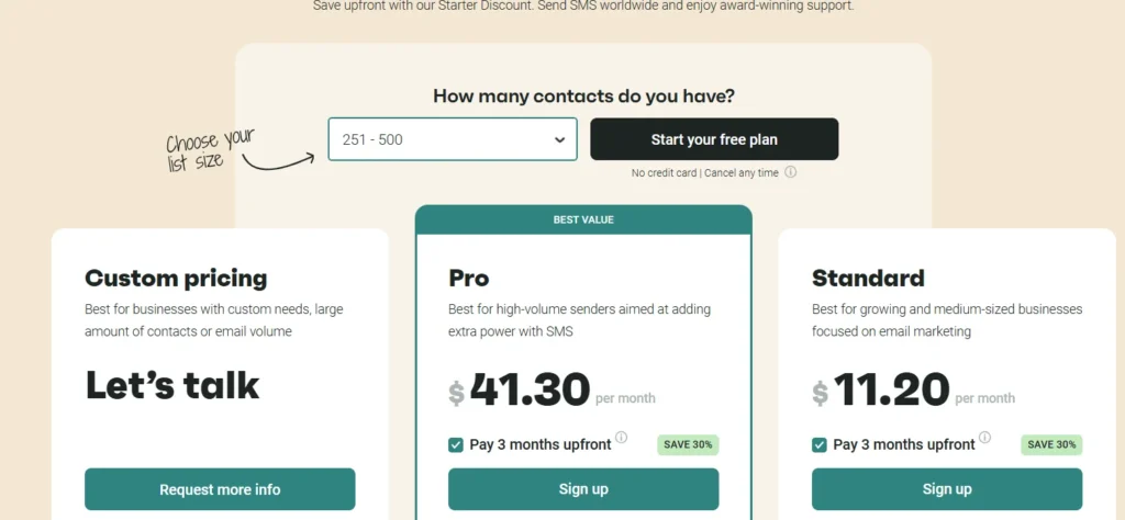 Omnisend Pricing Plans 