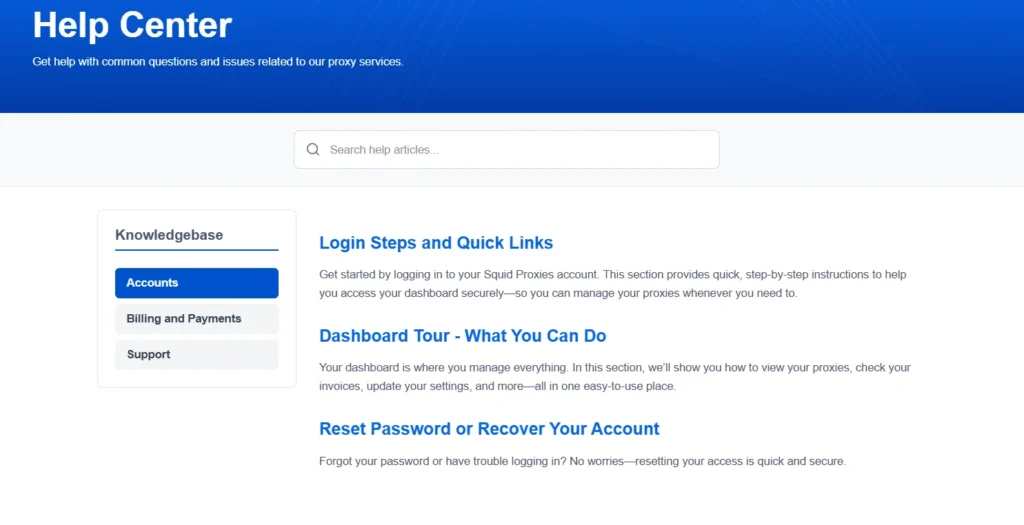 Squid Proxies Help center