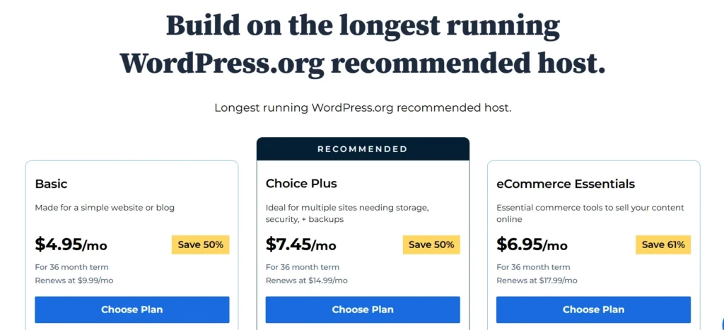 Bluehost Pricing Plans 