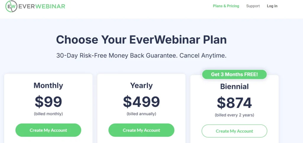 Everwebinar Pricing Plans 