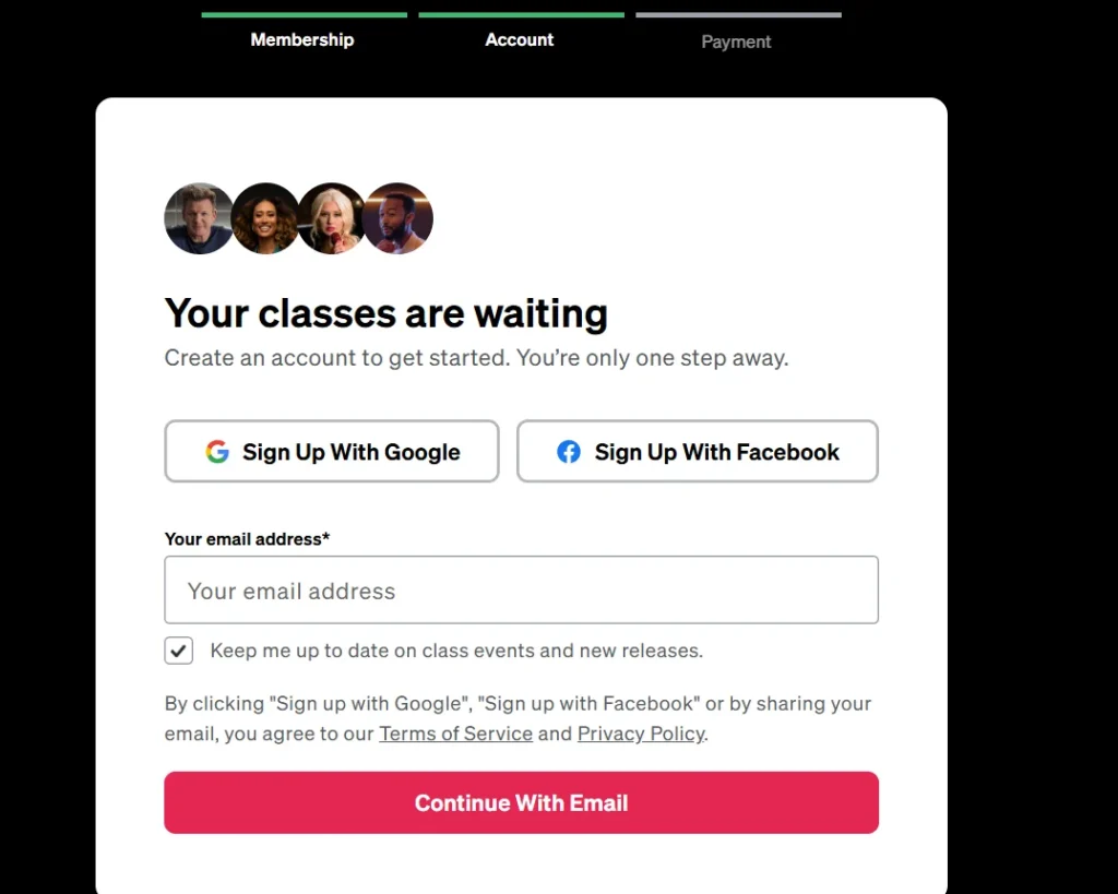 Masterclass email signup 