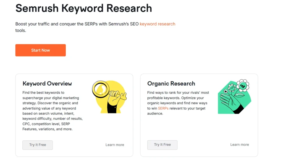 Semrush keyword research 