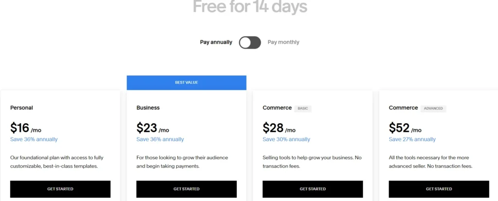 Squarespace Pricing 