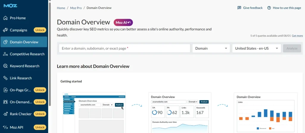 Moz Domain Overview