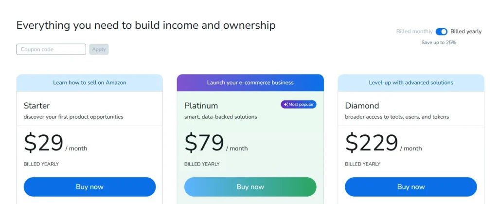 Helium 10 pricing 