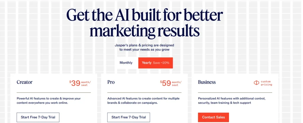 Jasper AI Pricing Plans 