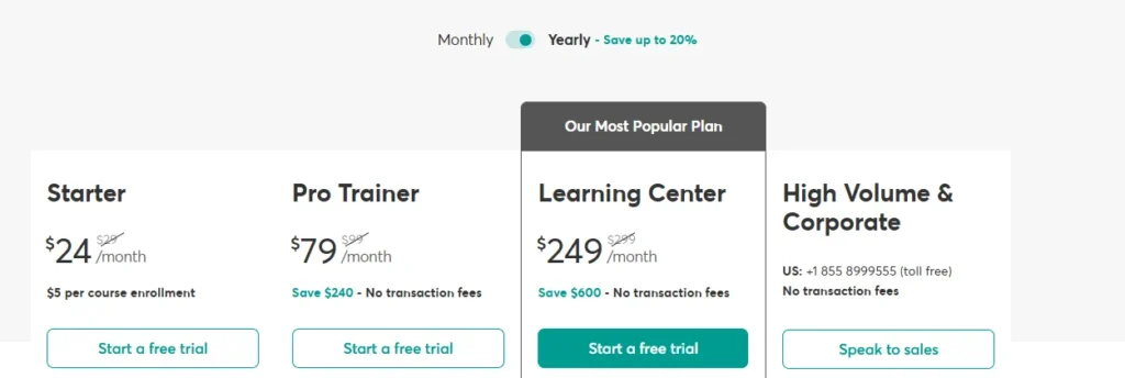 Learnworlds latest Pricing 
