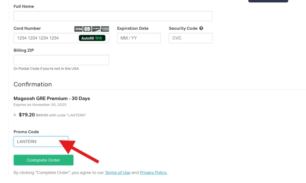 Magoosh Coupon Checkout