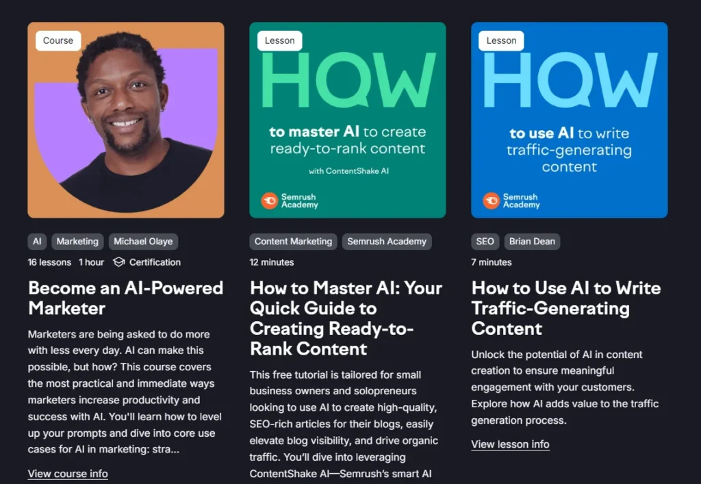 Semrush Academy AI Courses 