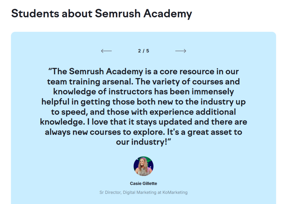 Semrush Academy Users review 