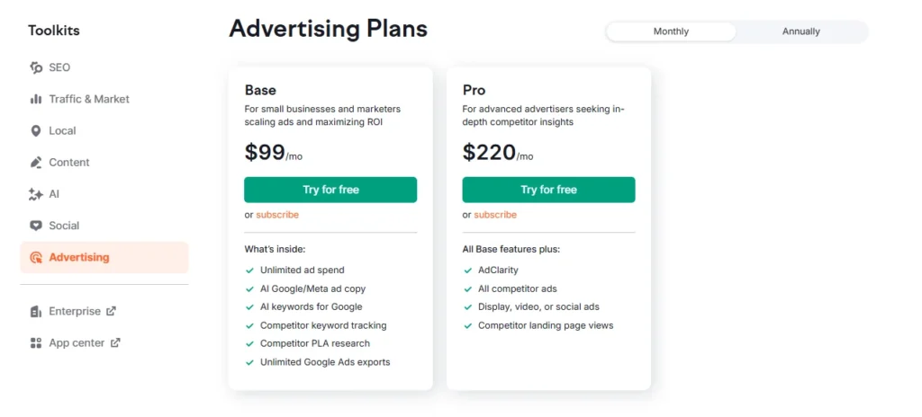 Semrush Advertising Toolkit 