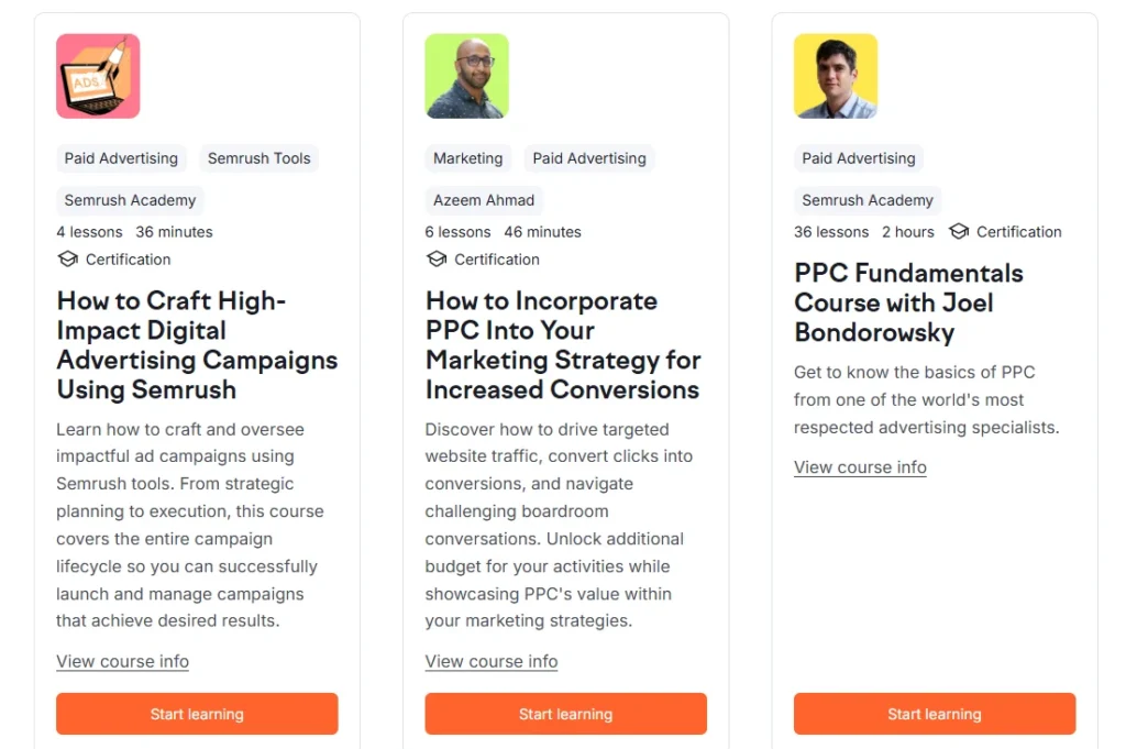Semrush PPC Courses 