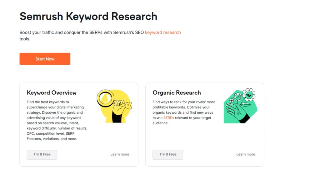 Semrush keyword research tool 