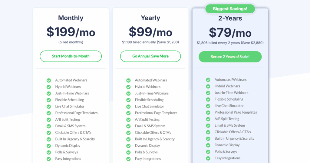 Everwebinar Pricing Plans