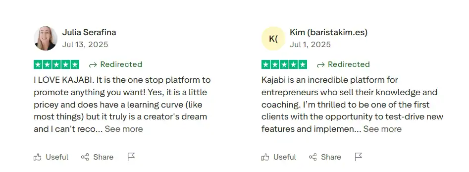 Kajabi Customer reviews 