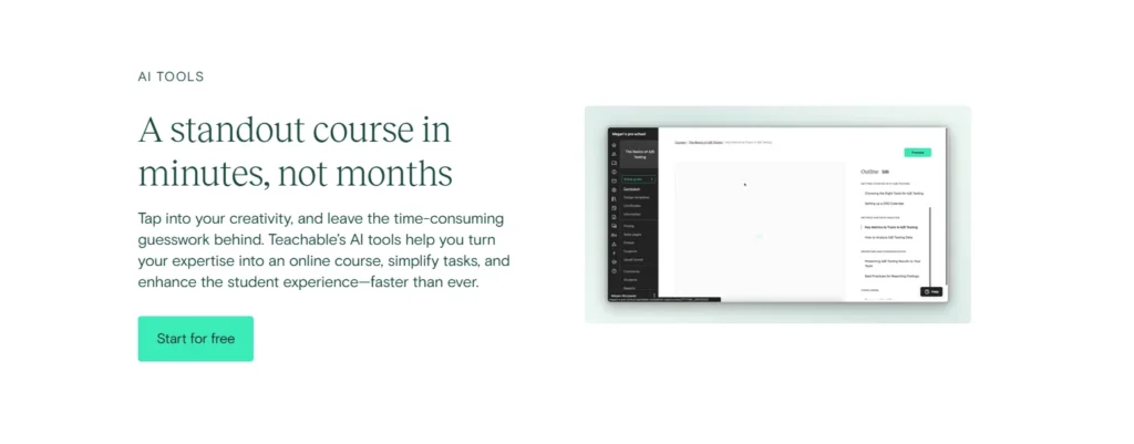 Teachable Course creation tools 