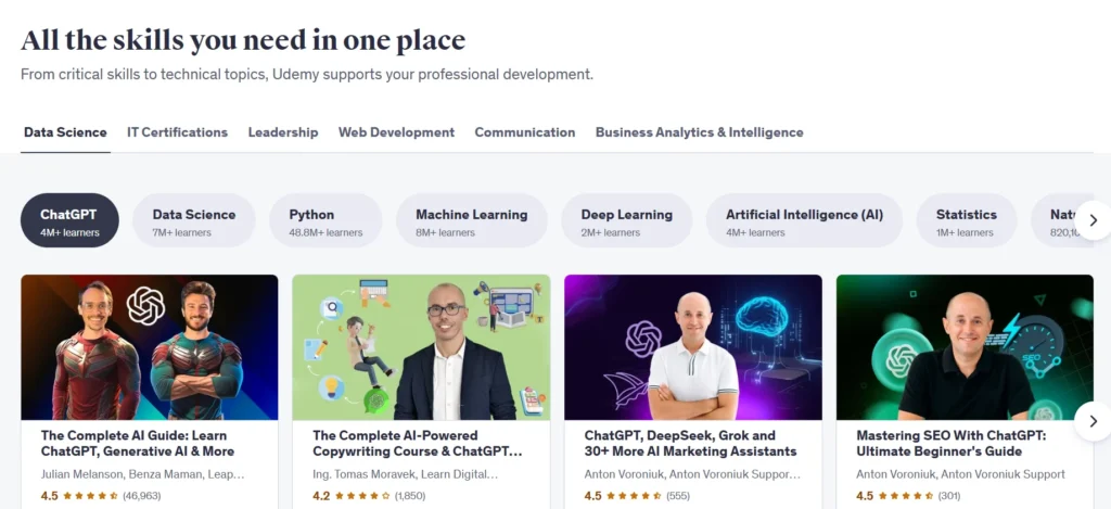 Udemy Vs Pluralsight Course Catalog