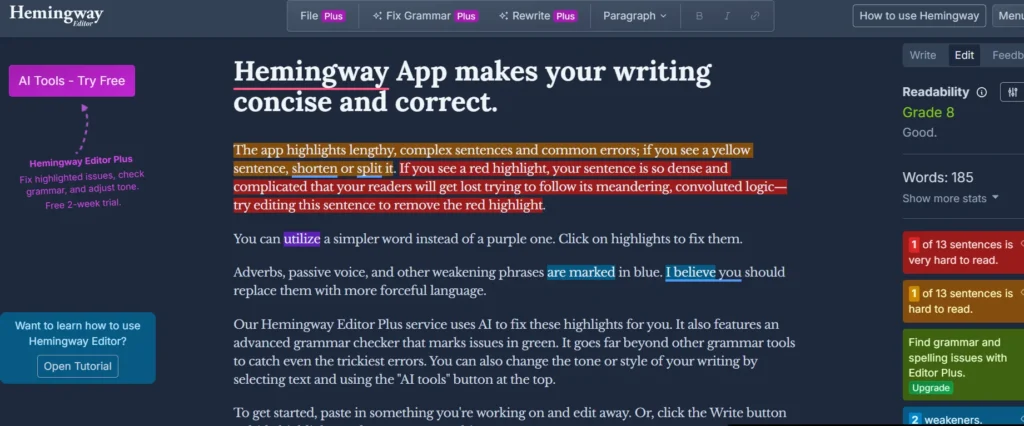 Hemingway editor 
