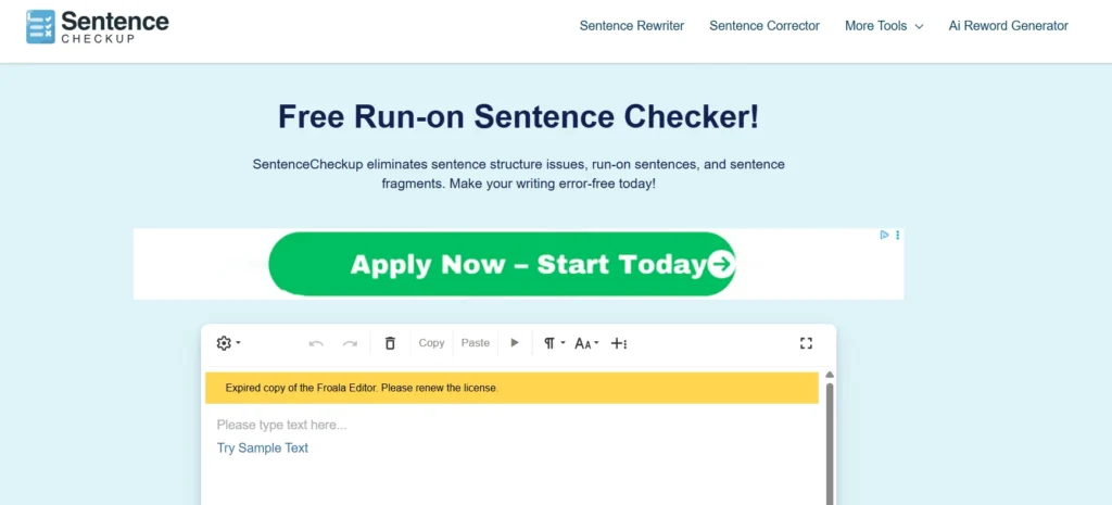 Sentence checkup 