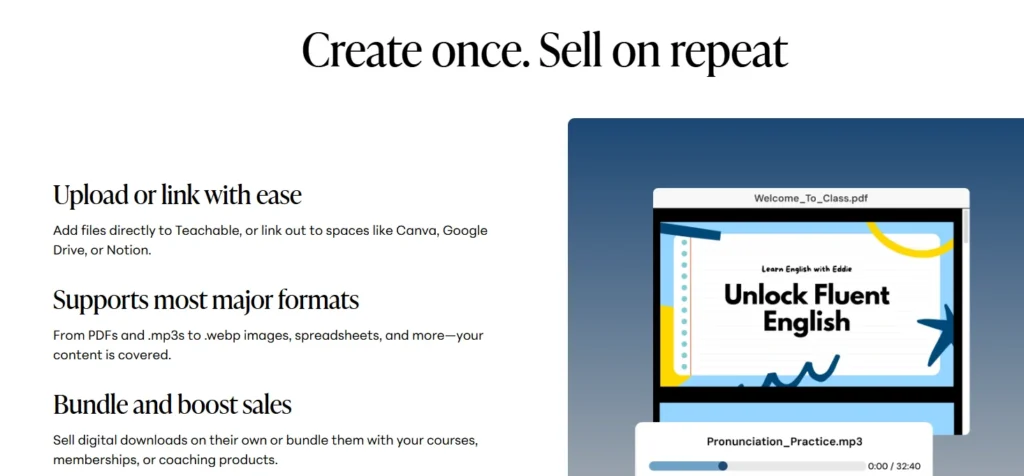 Teachable digital downloads